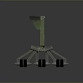 Airplane Landing Gear With Green Metal Structure And Multiple Wheels