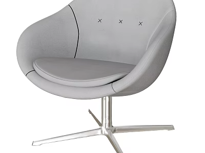 Gray Office Chair With Curved Backrest X Shaped Accents Padded Seat And Silver Star Base 3d model
