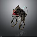 Mythical Creature With Red Open Mouth Sharp Teeth Spiked Back And Clawed Limbs 3d model