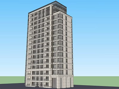 Modern High Rise Apartment Building With Light Exterior Multiple Windows And Entrance Area 3d model