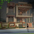 Modern Detached Villa Exterior Design With Balconies Large Windows And Lighting