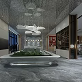 Modern Sales Office Interior Design With Unique Ceiling Sand Table And Marble Floor 3d model
