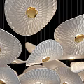 Elegant Modern Petal Shaped Chandelier Featuring White And Gold Decorative Lights