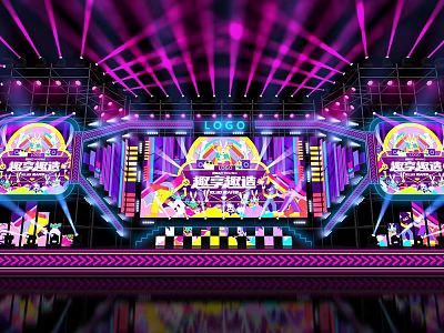 Vibrant Stage With Colorful Lighting And LED Screens 3d model