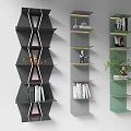 Modern Wall Mounted Shelving Units With Books And Decorative Items 3d model