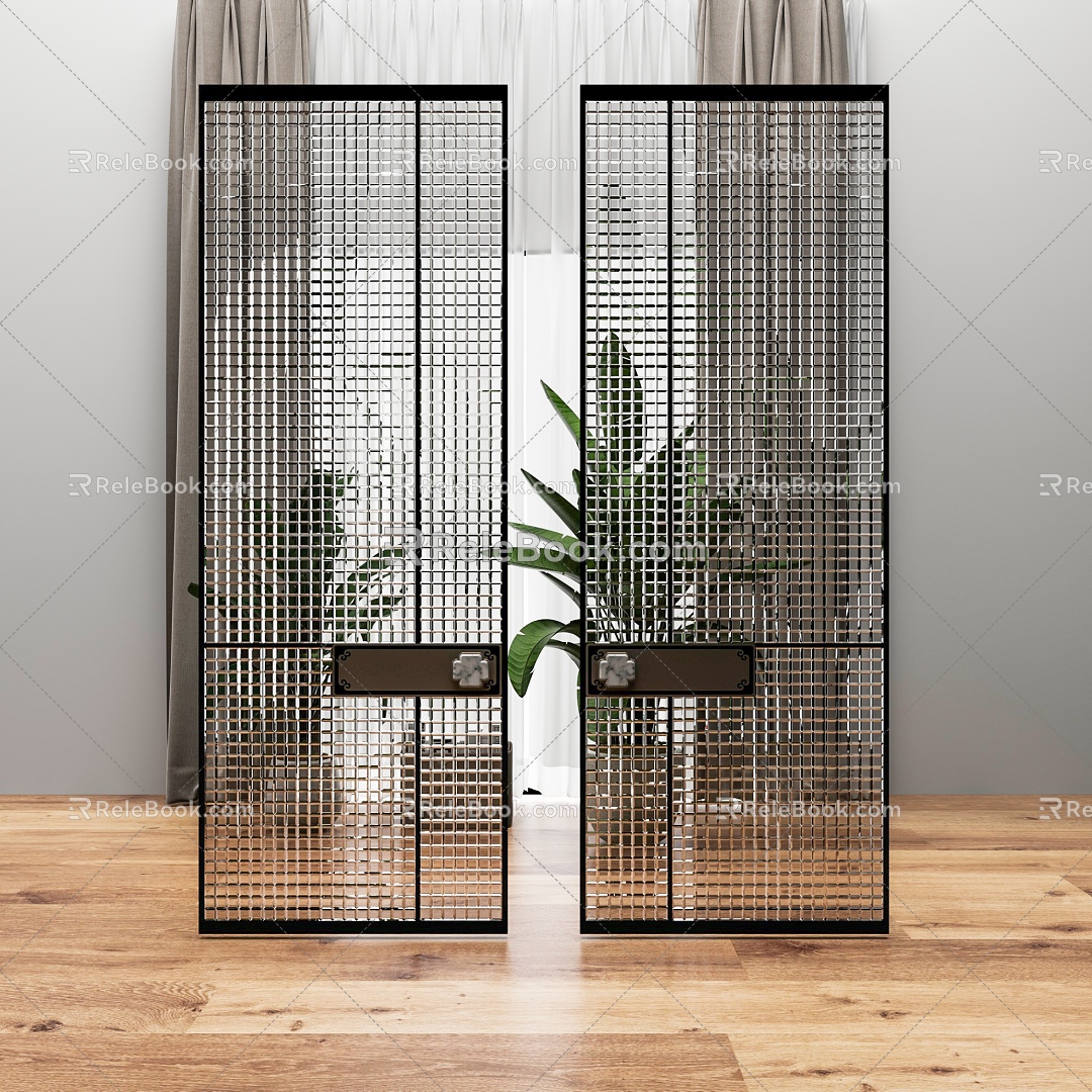 Glass sliding door partition combination 3d model