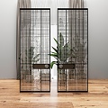 Glass sliding door partition combination 3d model