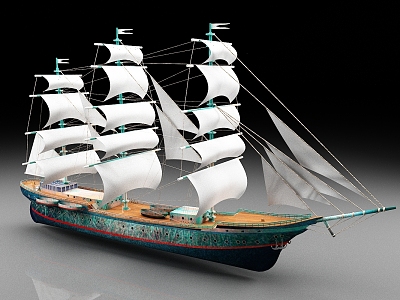 Wooden boat sailing ship passenger ship cargo ship cruise ship three masted sailing ship vintage wooden boat ancient wooden boat cruise ship 3d model