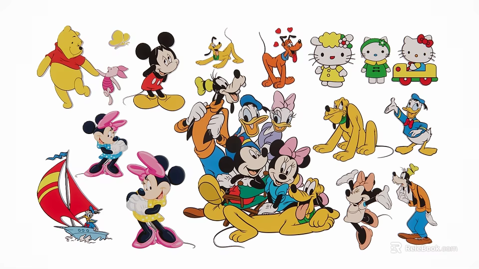 Cute Disney Cartoon Character Pendants Assorted Designs Featuring Winnie Pooh Mickey Mouse Hello Kitty 3d model 