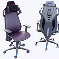 Ergonomic Modern Gaming Office Chair With Sporty Tech Design Purple Gray Color Wheels Armrests