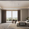 Modern Bedroom Interior Design With King Bed Side Tables Accent Chair And Wall Art