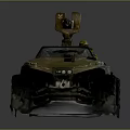 Sand Colored Off Road Vehicle With Open Structure Mounted Weapon And Green Clad Driver 3d model