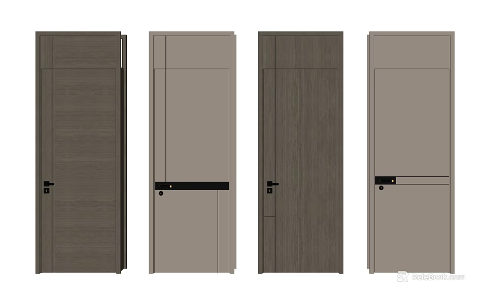 Modern Hinged Doors With Wooden And Gray Finishes For Home Interiors 3d model 