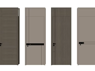 Modern Hinged Doors With Wooden And Gray Finishes For Home Interiors 3d model