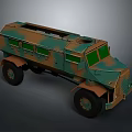 Military Wheeled Tank With Green And Brown Camouflage Paint And Windows