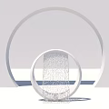 Artistic Garden Ornament Featuring Concentric Arches Crystal Curtain Sunset Sky And Sea View