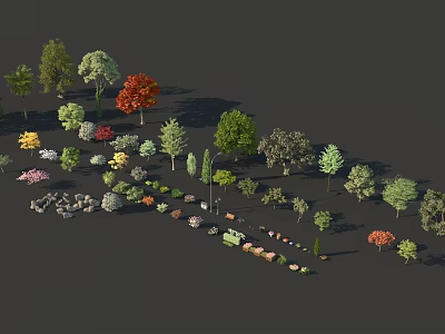 Diverse Tree Species Collection Showcasing Various Foliage Colors And Natural Shapes 3d model