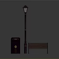 Urban Street Furniture Setup With Street Lamp Trash Can And Bench