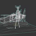 Futuristic Character With Mythical Creature Features Pink Ears Mechanical Blue Aircraft And Purple Outfit