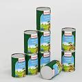 Heinz Vegetable Cans Stacked And Arranged With Green Labels In Various Positions