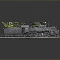 Vintage Rusted Steam Train Model With Green Foliage On Display Base 3d model