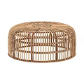 Natural Rattan Round Coffee Table With Intricate Woven Texture And Open Design