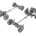 Detailed Automobile Chassis Structural Diagram With Suspension System Wheels And Engine Components