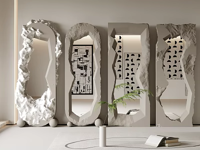Decorative Mirrors with Stone Frames Natural Textures and Geometric Patterns for Modern Luxurious Interior Decor 3d model