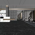 Luxurious Hotel Lobby Interior With Marble Floor Reception Desk And Sofa Area