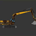Rusty Yellow Heavy Duty Excavator Utility Vehicle With Tracks And Bucket