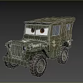 Animated Green Military Jeep Character With Big Eyes And US Army Markings