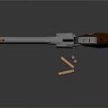 Classic Chrome Revolver With Polished Wooden Grip And Metal Barrel Near Bullets