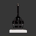 Model Steam Train with Black Body Red Wheels Tall Chimney on Rail Tracks Gravel Base