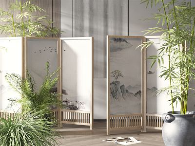 New Chinese-style screen partition 3d model