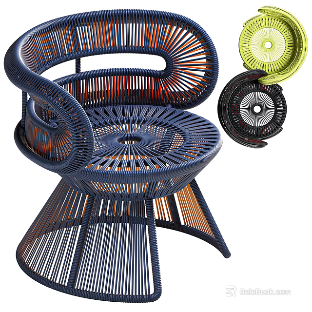Stylish Modern Rattan Accent Chair With Woven Design And Color Options For Home Decor 3d model 