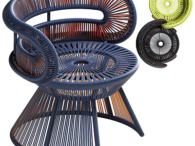 Stylish Modern Rattan Accent Chair With Woven Design And Color Options For Home Decor 3d model
