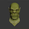 Detailed Green Fantasy Orc Creature Tusked Head 3D Character Model Render