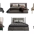 Various Modern Double Bed Designs With Stylish Headboards Bedding And Color Options 3d model