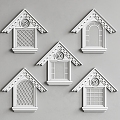 French window component window frame window grilles European window building component 3d model