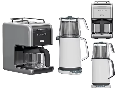 Stylish Modern Kitchen Appliances Featuring Coffee Maker Electric Kettle And Sleek Design 3d model