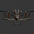 Detailed Vintage Blue Biplane Model With Roundel Markings Propeller And Wheels For Space Exploration