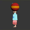 Muscular Character With Red Gold Spherical Arms Blue Components And Red Swim Trunks