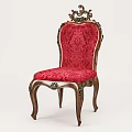 Classical Style Dining Chair With Ornate Carvings Red Velvet Upholstery Wooden Frame And Gold Accents