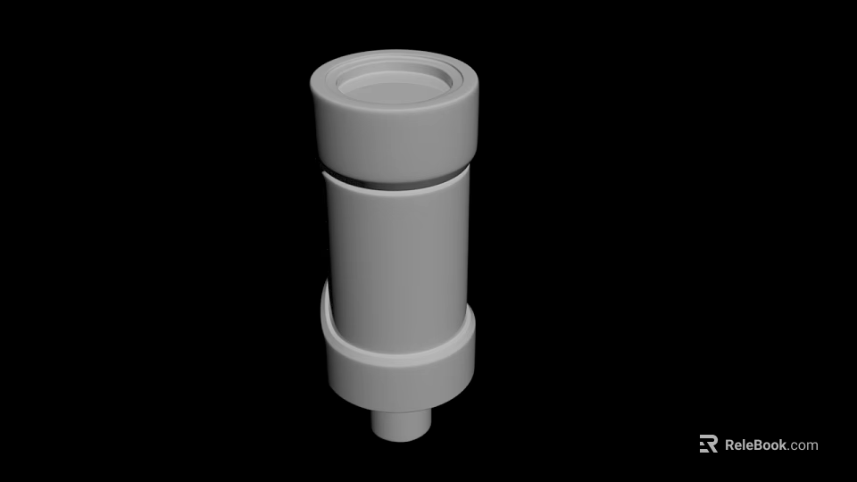 White Cylindrical Mechanical Component With Upper Ring And Lower Base 3d model 