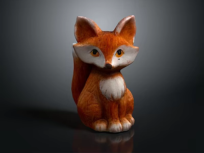 Cartoon Fox Game Character With Orange White Fur Sitting Pose Large Ears And Bushy Tail 3d model