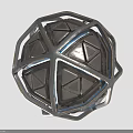 Decorative Spherical Furniture With Metal Geometric Frame And Triangular Panels 3d model