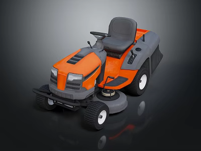Functional Riding Lawn Mower With Orange And Gray Body Comfortable Seat And Cutting Blades 3d model