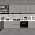 Modern Gray Kitchen Interior With Integrated Cabinets And Sleek Countertop Appliances