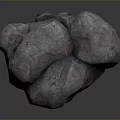 3D Rendered Natural Rough Stone Rock with Dark Reflective Background Surface