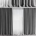 Gray And White Layered Curtains With Textured Design For Modern Home Window